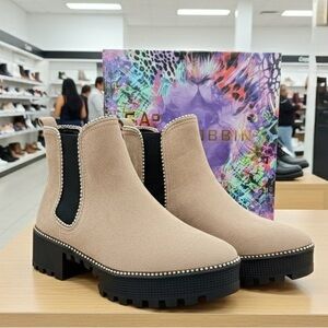 Cape Robbin Beige Ankle Boots with Black Accents. New in box. Size 11.